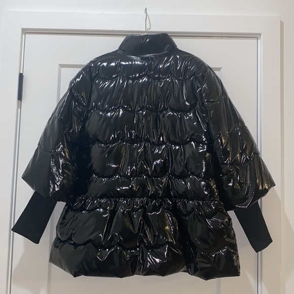 Habitual Kids Black Patent Puffer Peacoat w/Cropped Bell Sleeves Size 16 - Picture 4 of 9